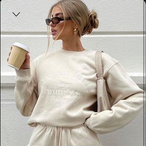 White fox boutique best of both oversized sweater sand size small